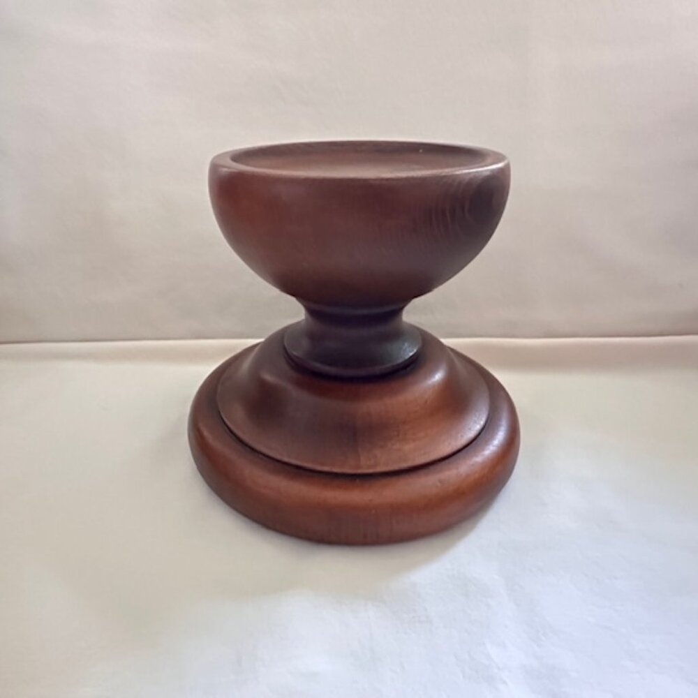 Large Vintage Turned Wood Candle Holder